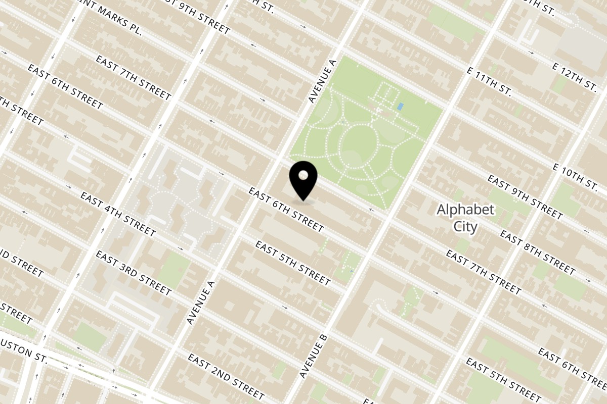 Map showing the location of Buenos Aires on 513 E 6th St in New York
